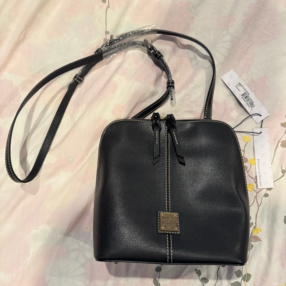 Dooney & Bourke Black Saffiano Leather Large Trixie Crossbody